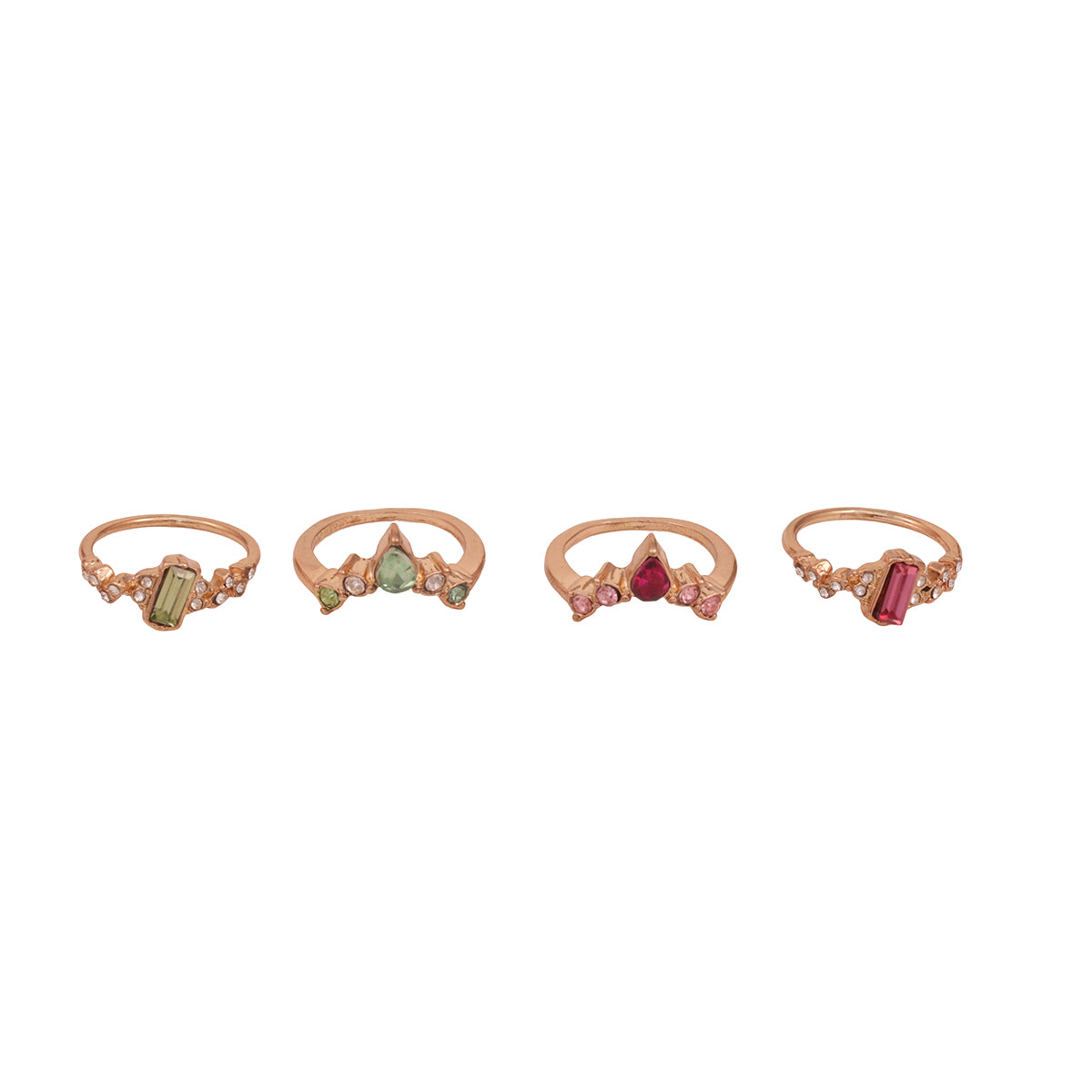 Warm Golden Set of 4 Multicolour Stone Stacking Rings