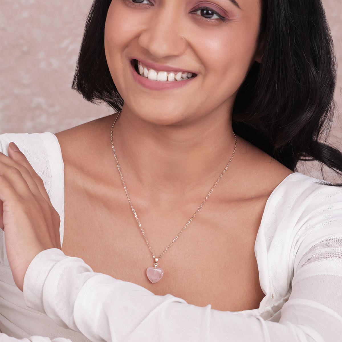 Golden Romance: Minimal Pink Resin Heart Pendant Necklace