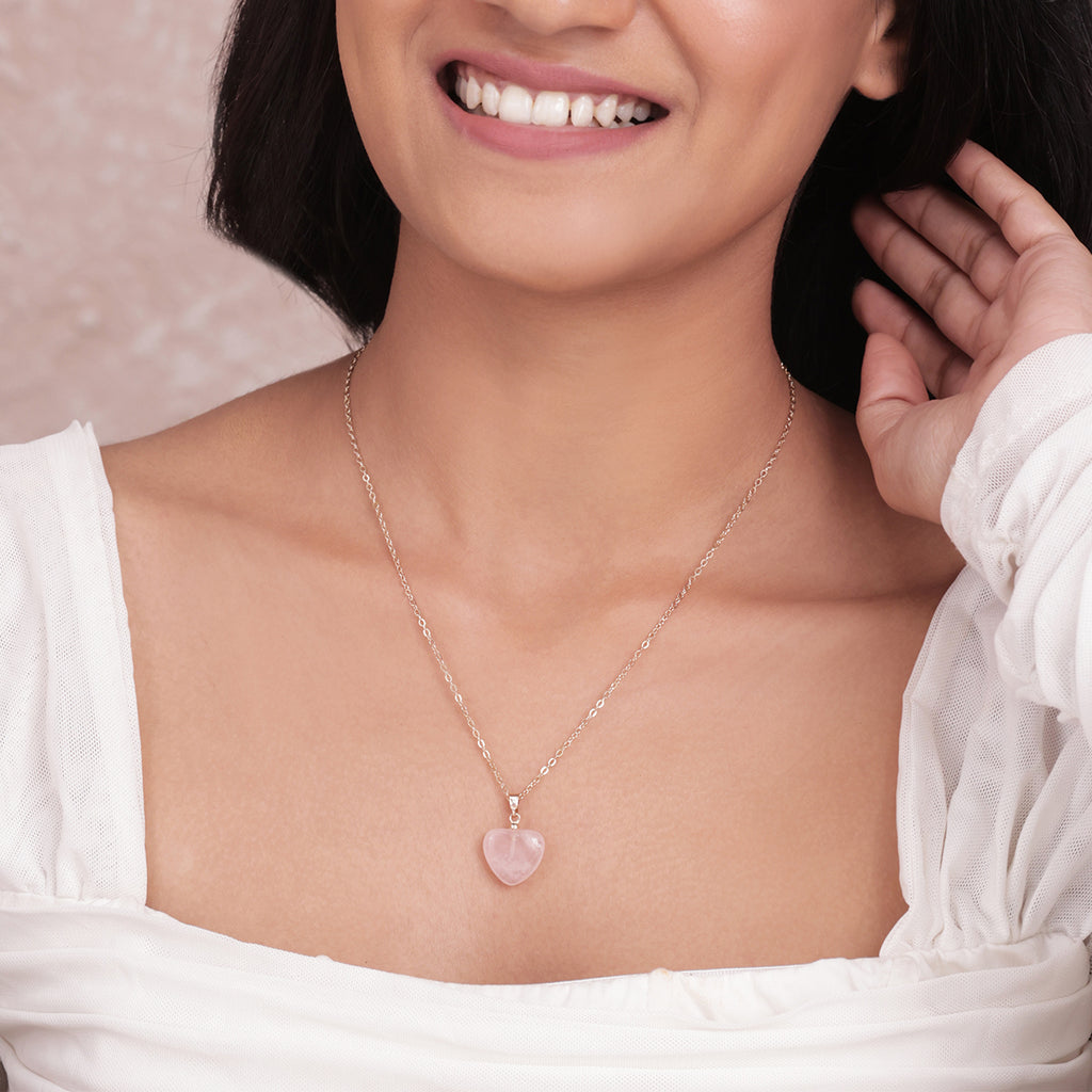 Golden Romance: Minimal Pink Resin Heart Pendant Necklace
