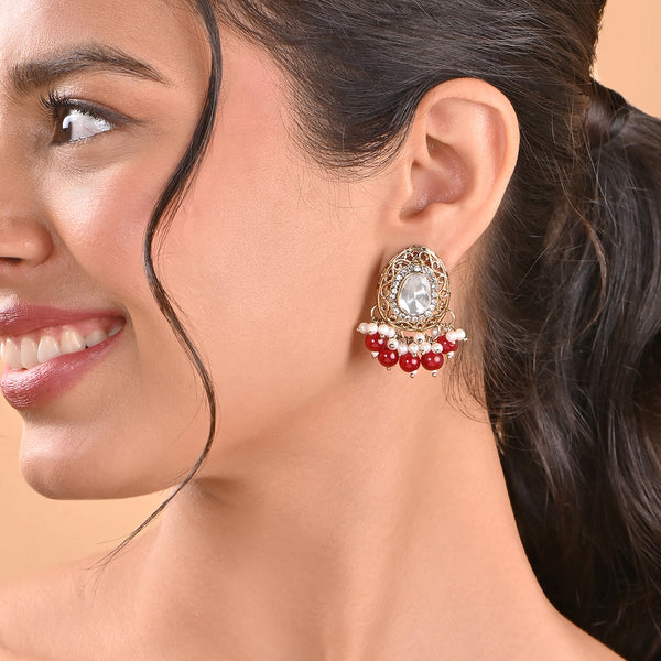 Festive Statement Studded Golden Earring