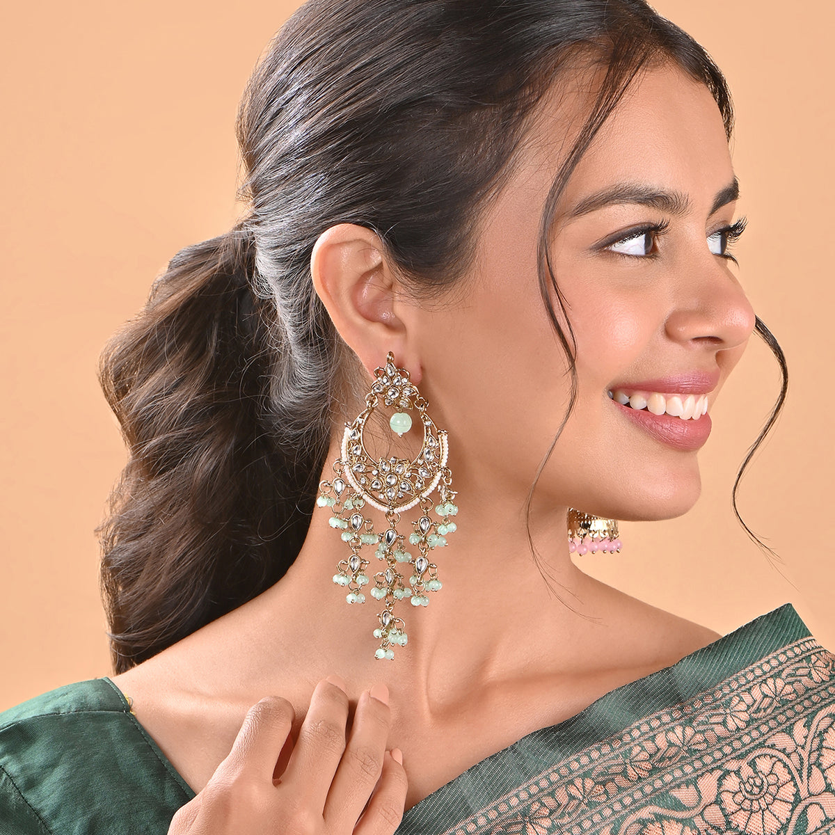 Festive Kundan Drop Chandbali Earring