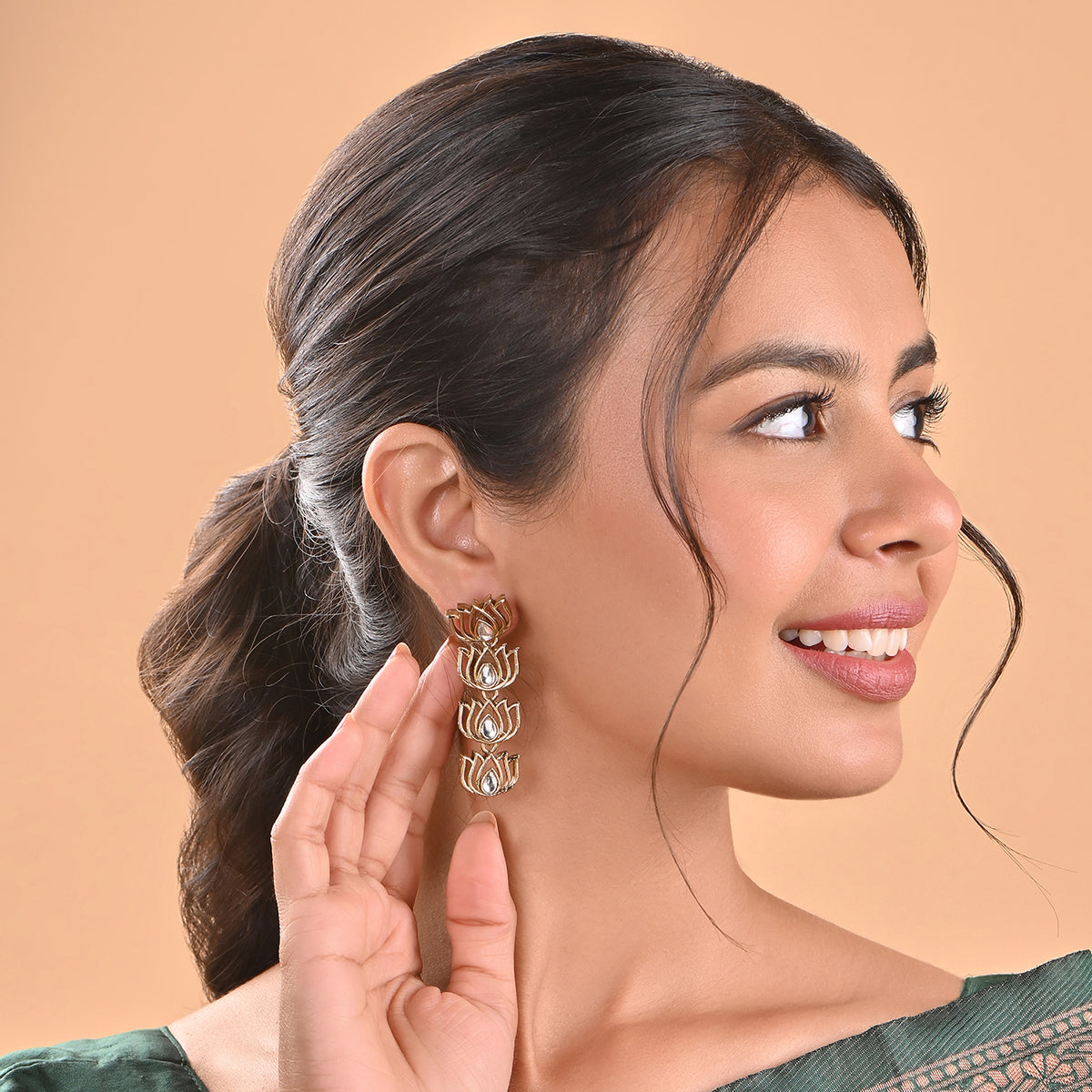Handcrafted Radiant Lotus Statement Earring