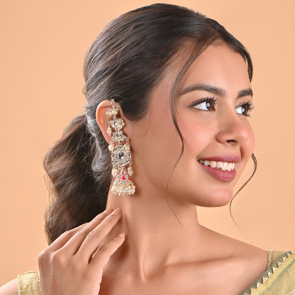 Festive Kundan Long Golden Jhumka Earring
