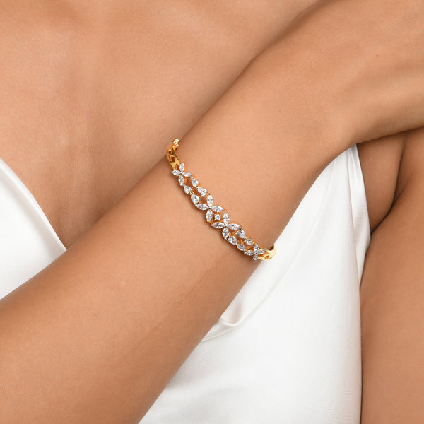 Gold Bloom American Diamond Bracelet