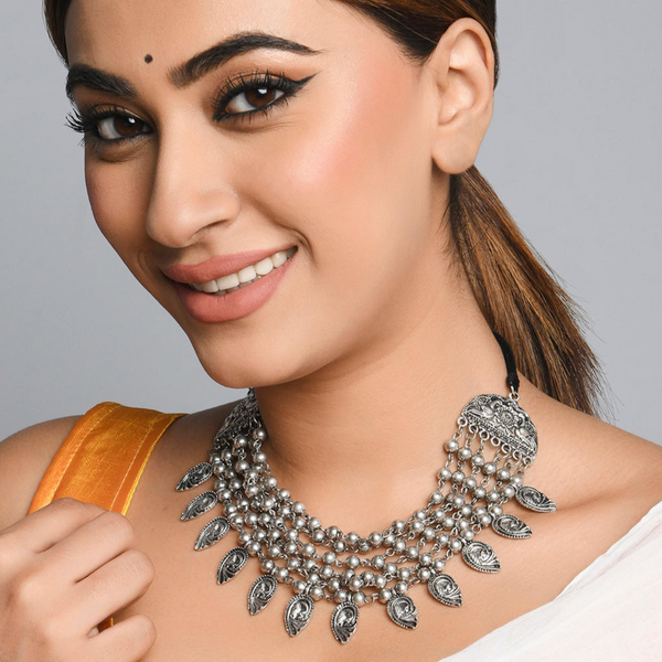 Peacock Multi-Strand Choker Necklace