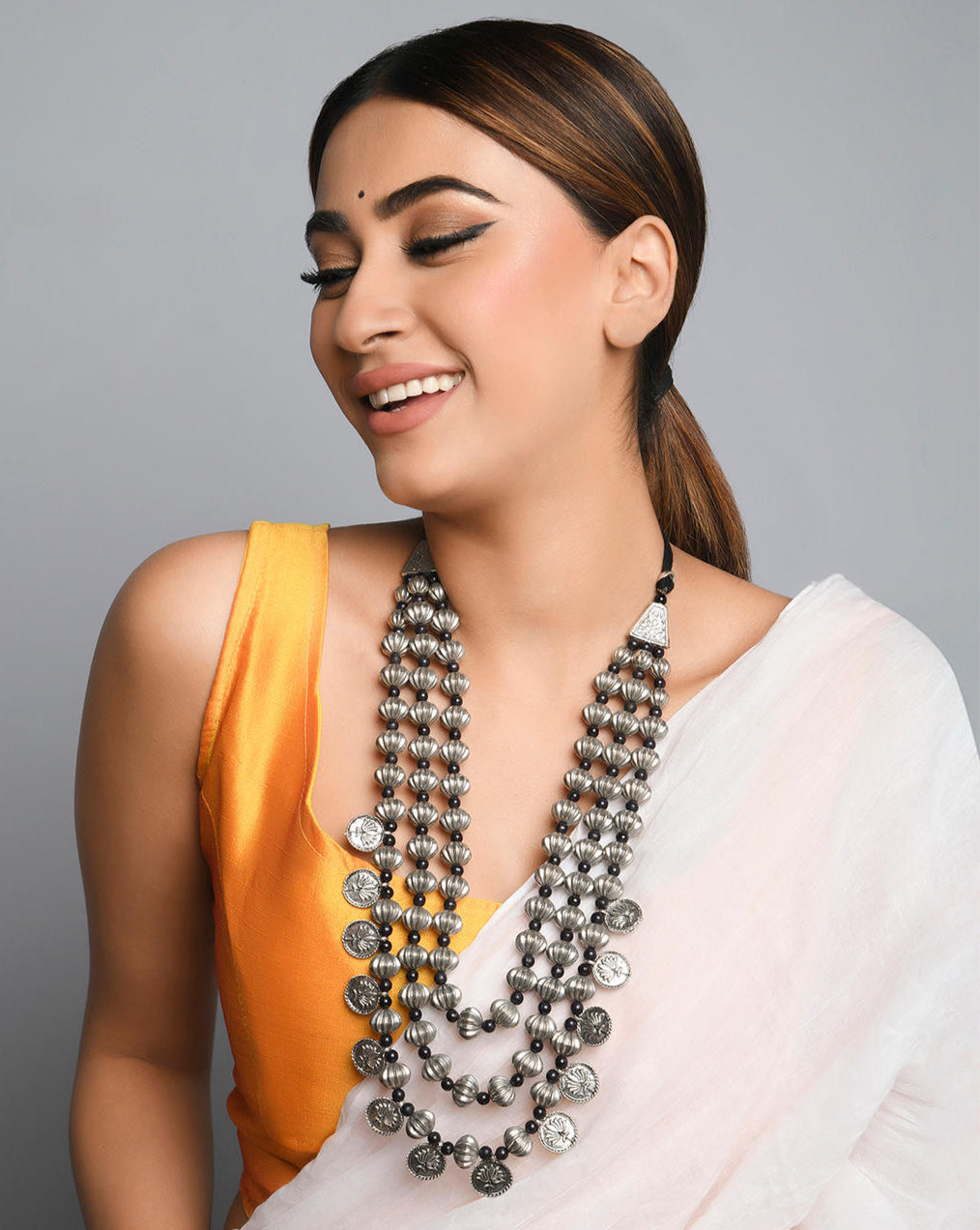 multilayered silver coin necklace