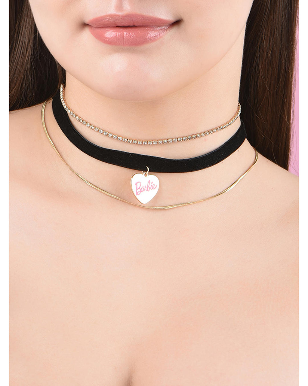 Barbie Dream Stack Choker Necklace Stud Earrings Combo Set(12