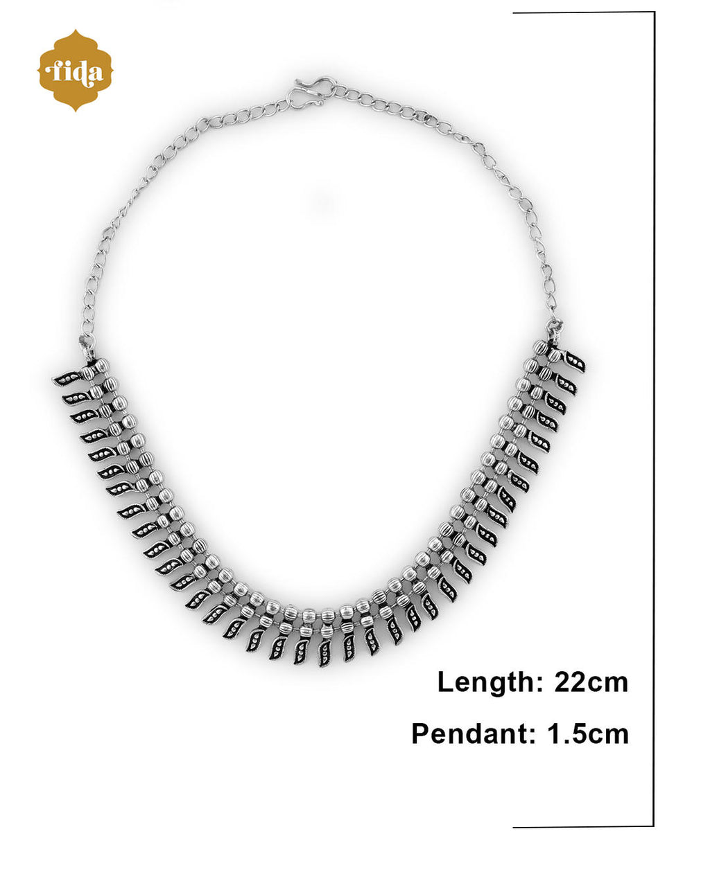 A silver-toned antiqued beaded choker necklace dimension