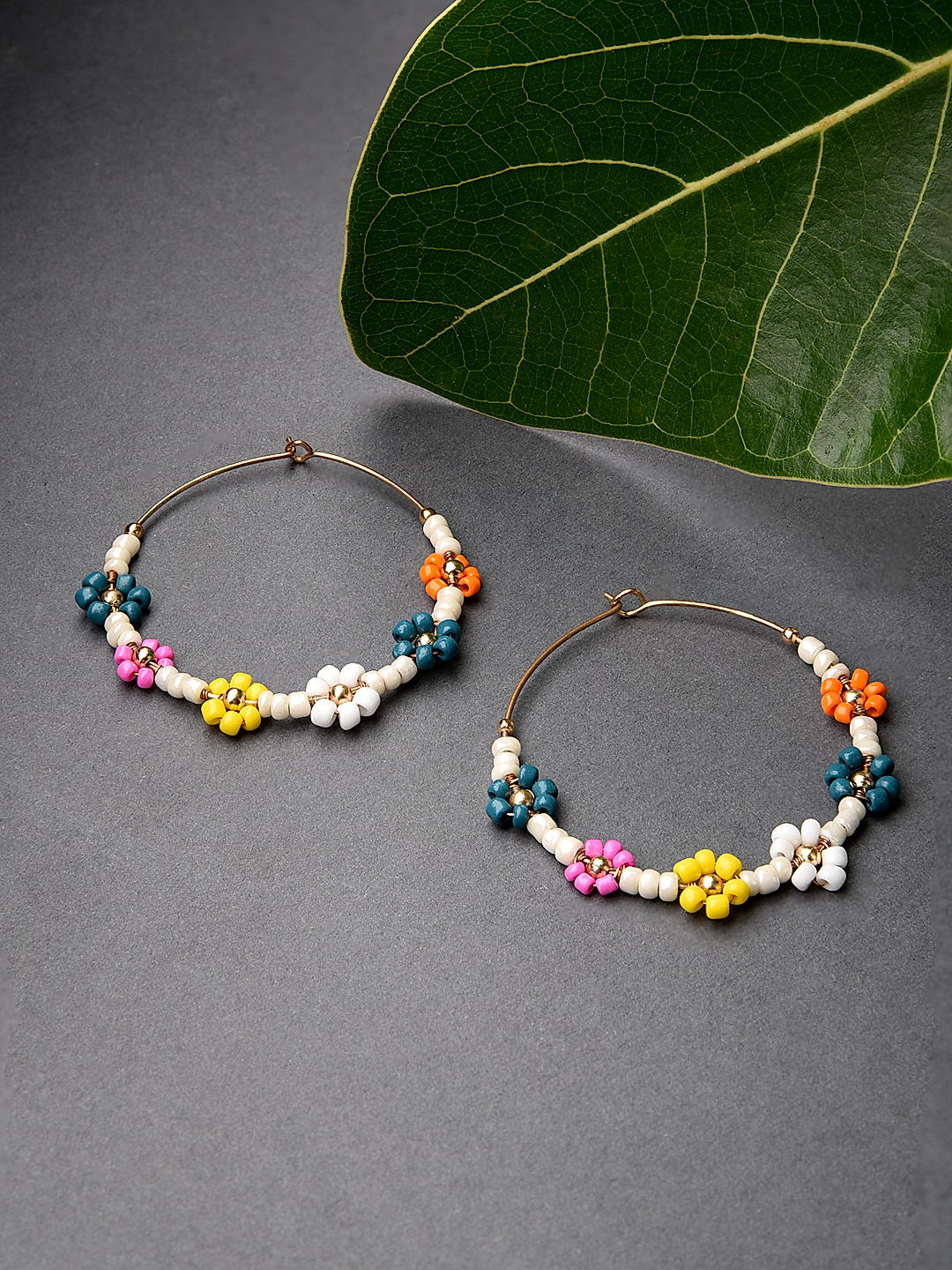 Toniq Classy Y2K Multicolor Flower Hoop Earring for Women