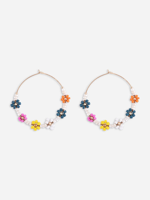 Toniq Classy Y2K Multicolor Flower Hoop Earring for Women