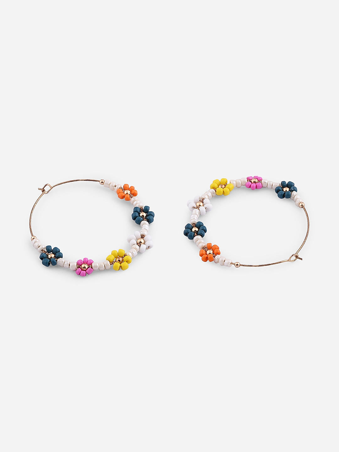 Toniq Classy Y2K Multicolor Flower Hoop Earring for Women