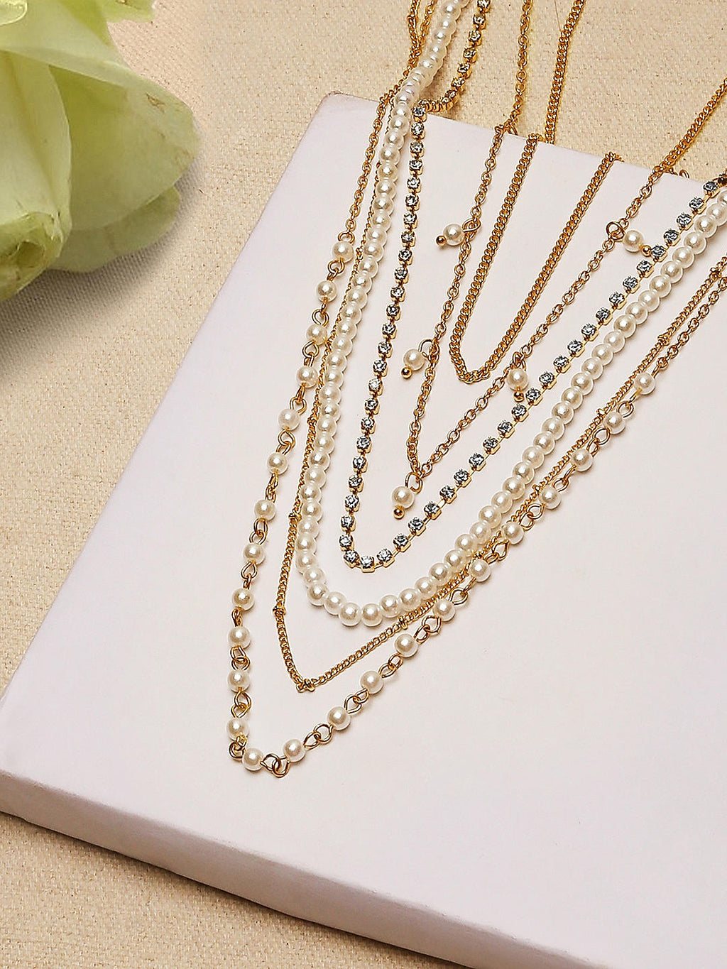 Contemporary CZ 6 Layered Necklace gold