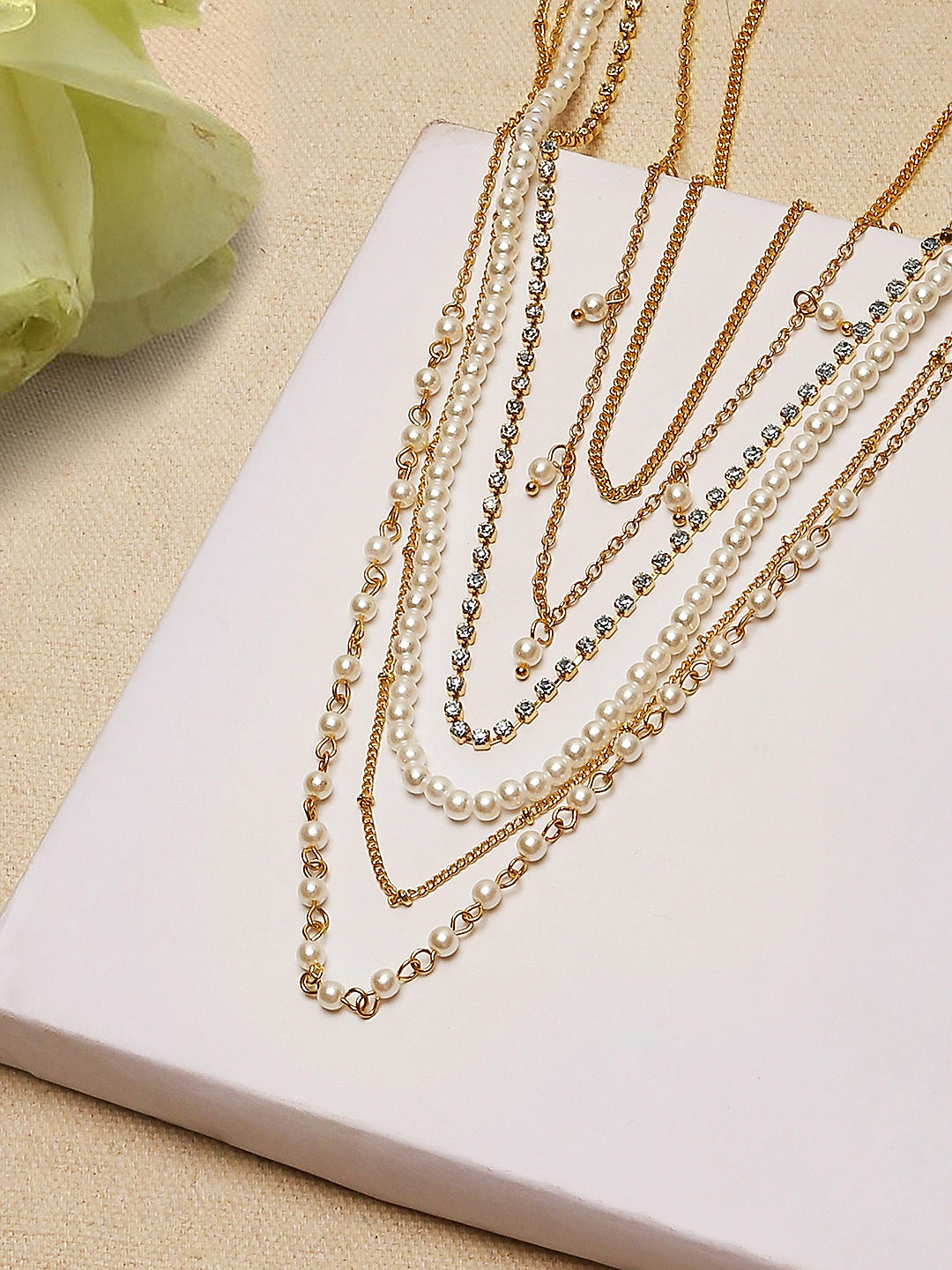Contemporary CZ 6 Layered Necklace gold