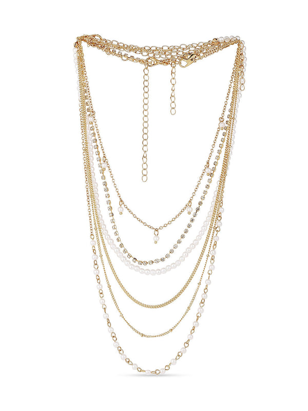 Contemporary CZ 6 Layered Necklace gold