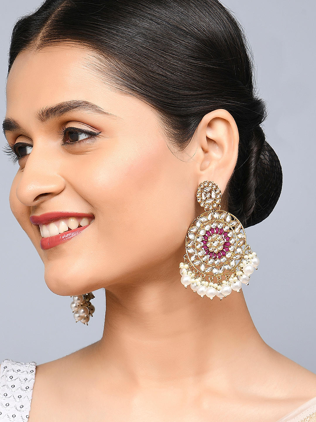 Jeweled Purple Petal Drop Earrings