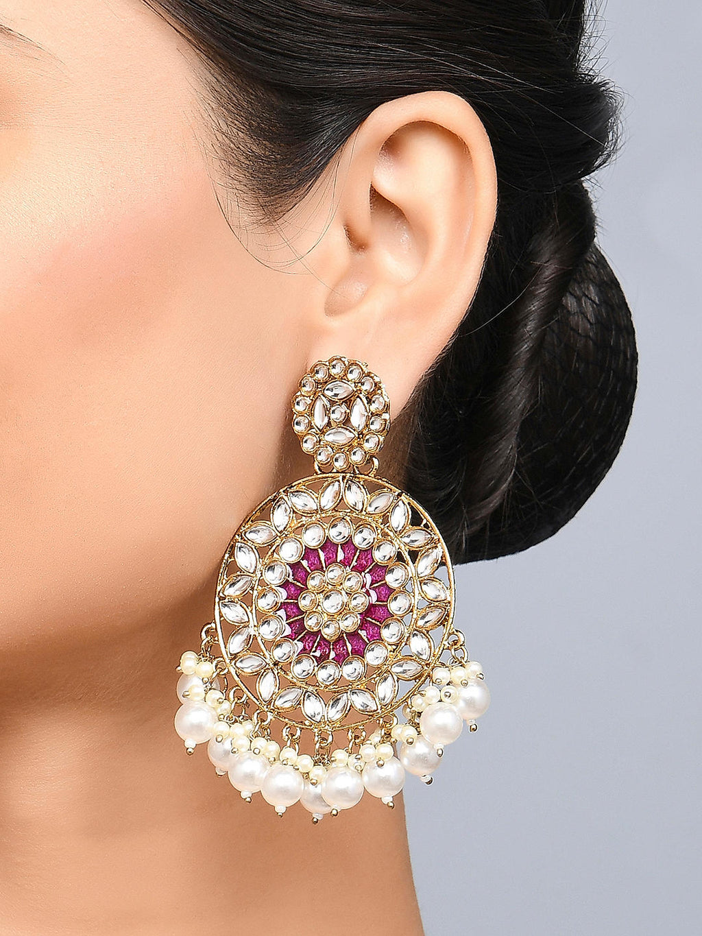 Jeweled Purple Petal Drop Earrings