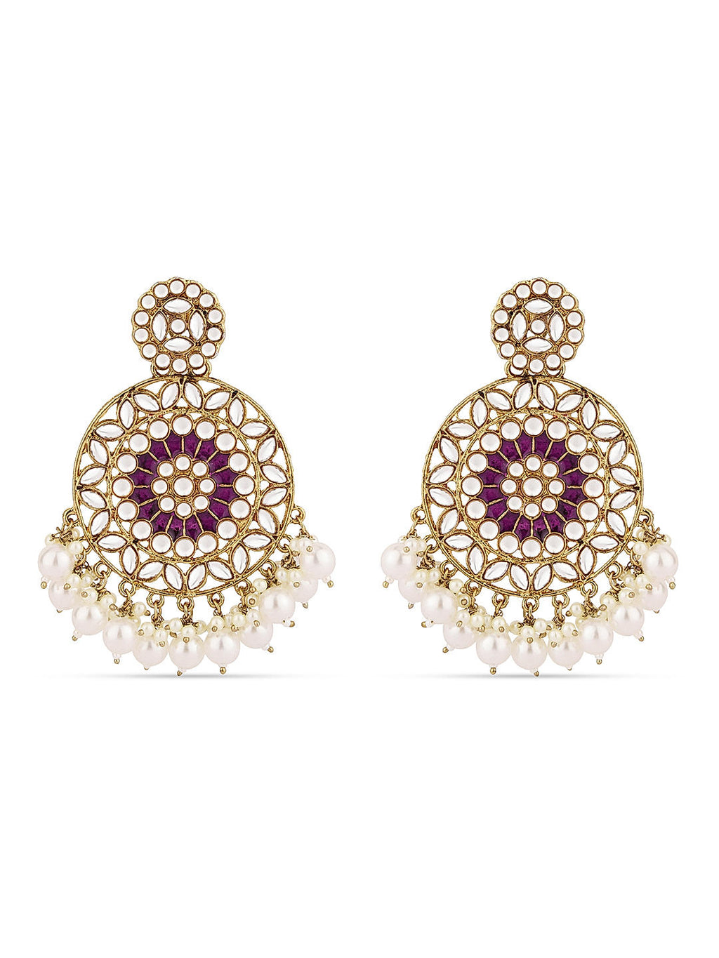 Jeweled Purple Petal Drop Earrings