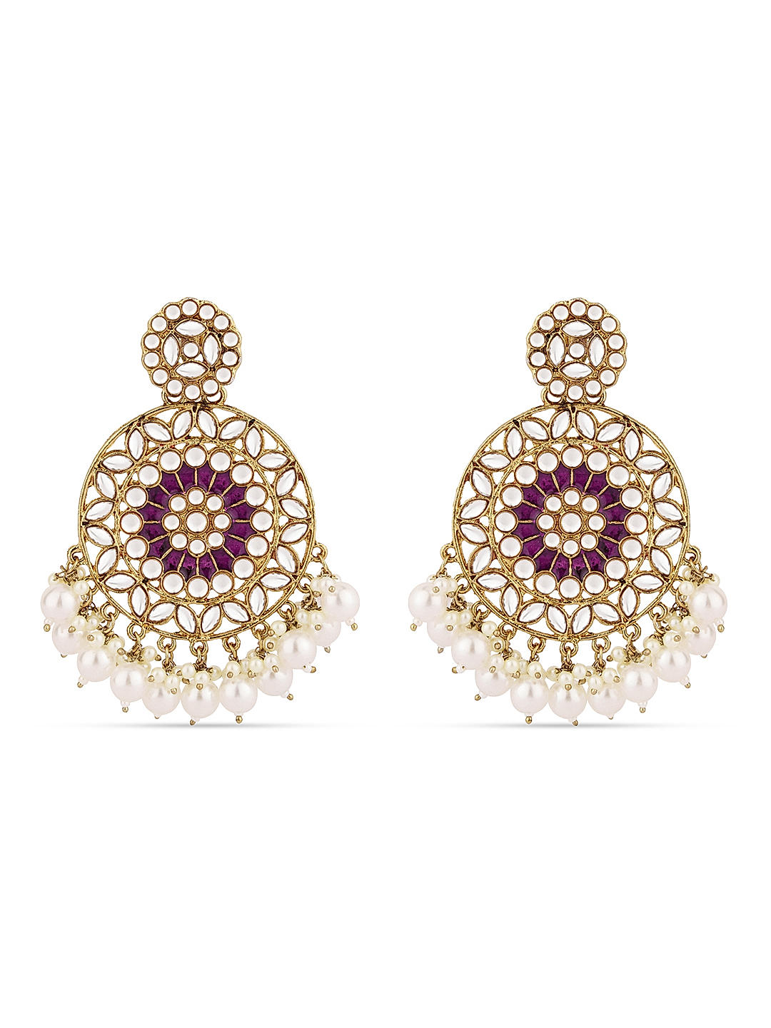 Jeweled Purple Petal Drop Earrings