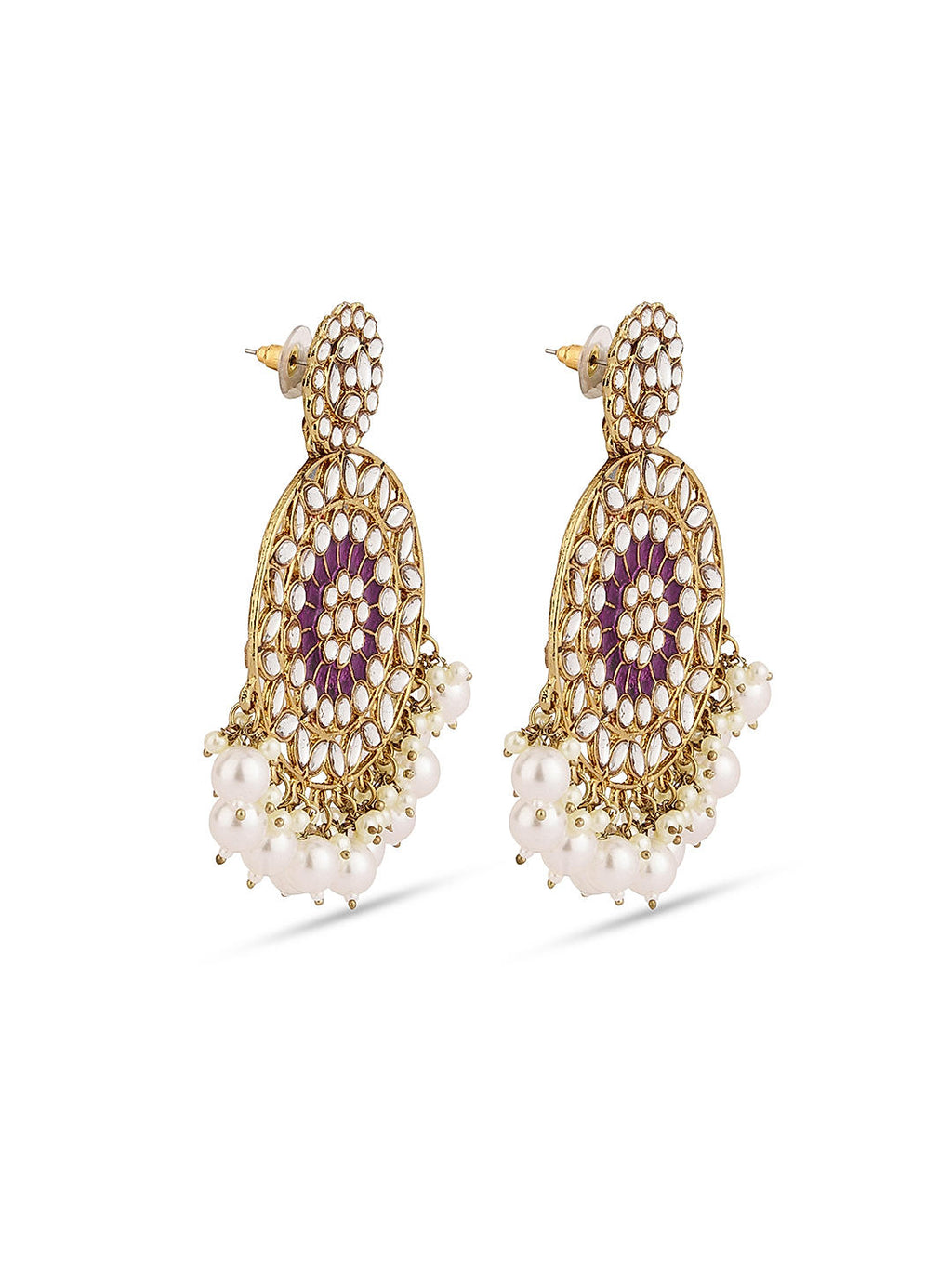 Jeweled Purple Petal Drop Earrings