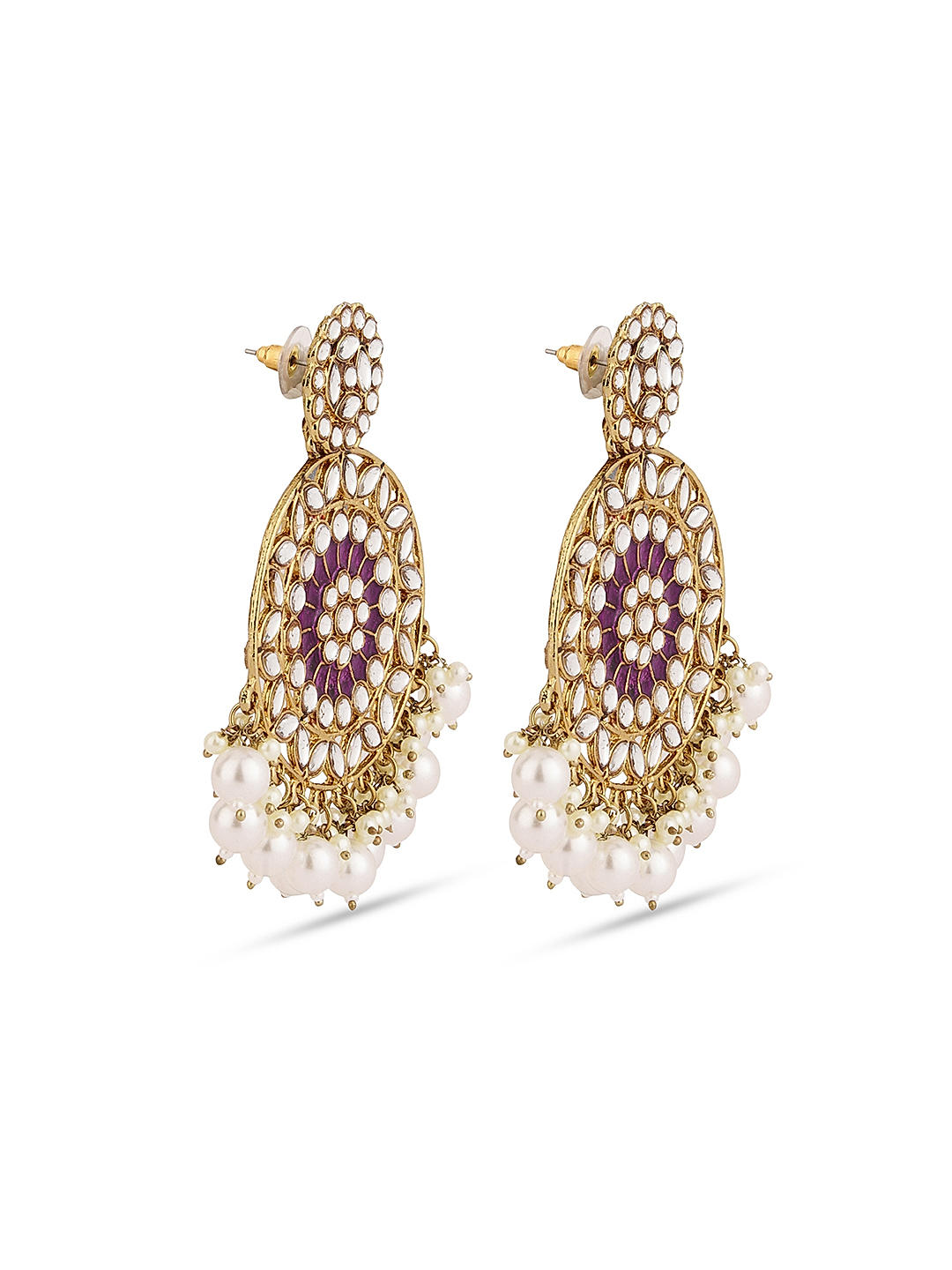 Jeweled Purple Petal Drop Earrings