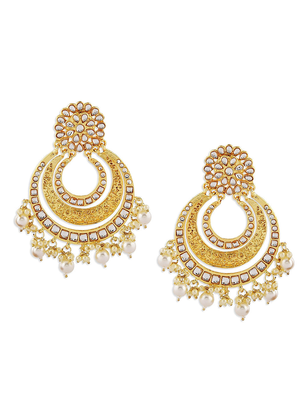 Auspicious Kundan Yellow Chandbali Earrings