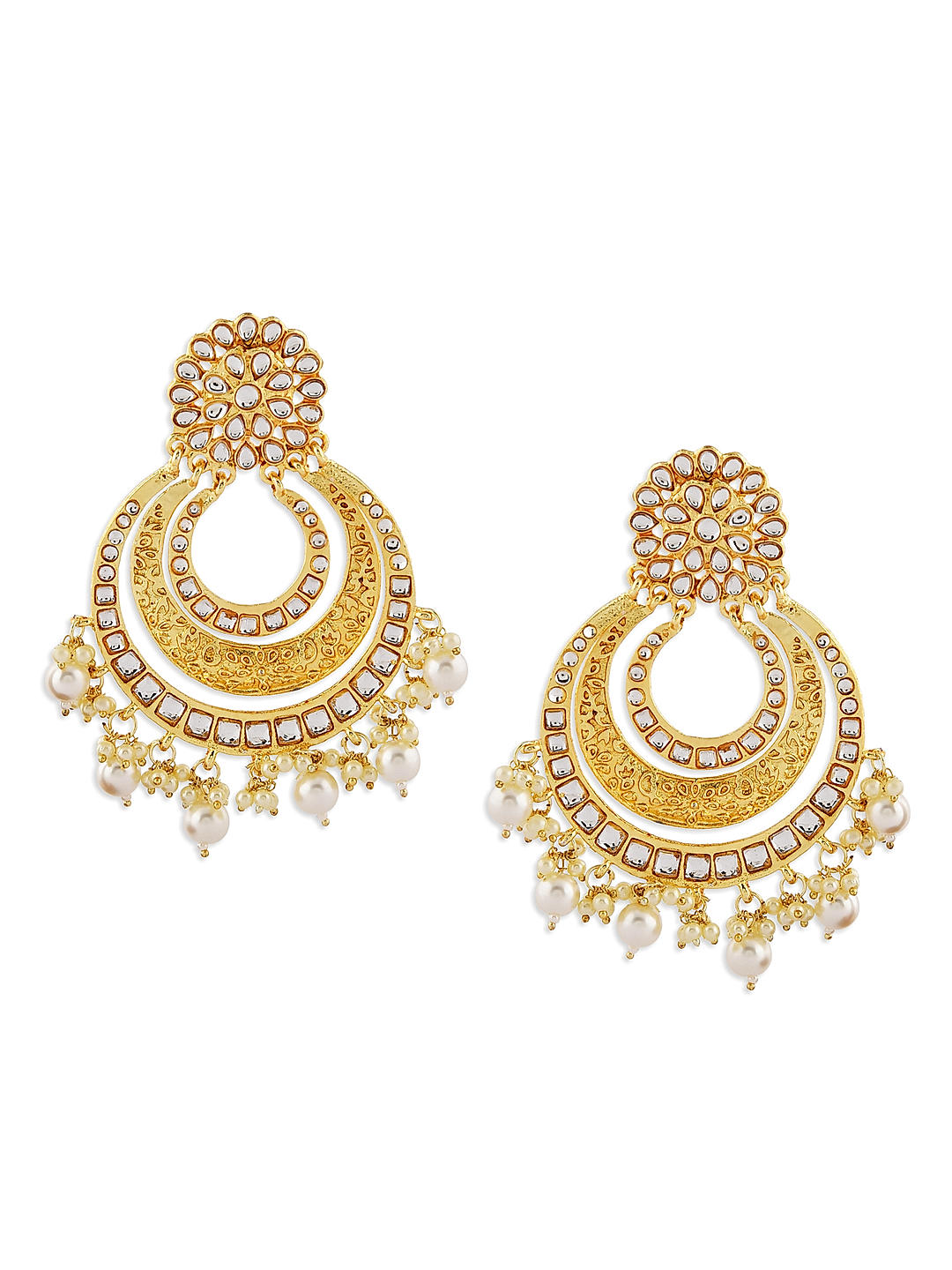 Auspicious Kundan Yellow Chandbali Earrings