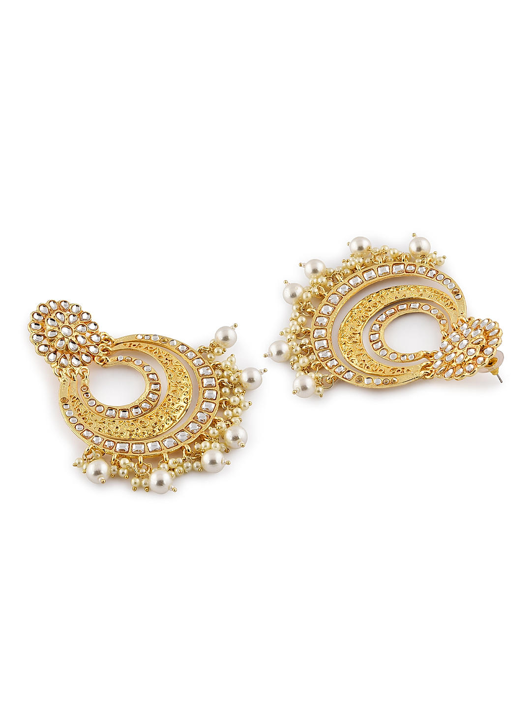 Auspicious Kundan Yellow Chandbali Earrings