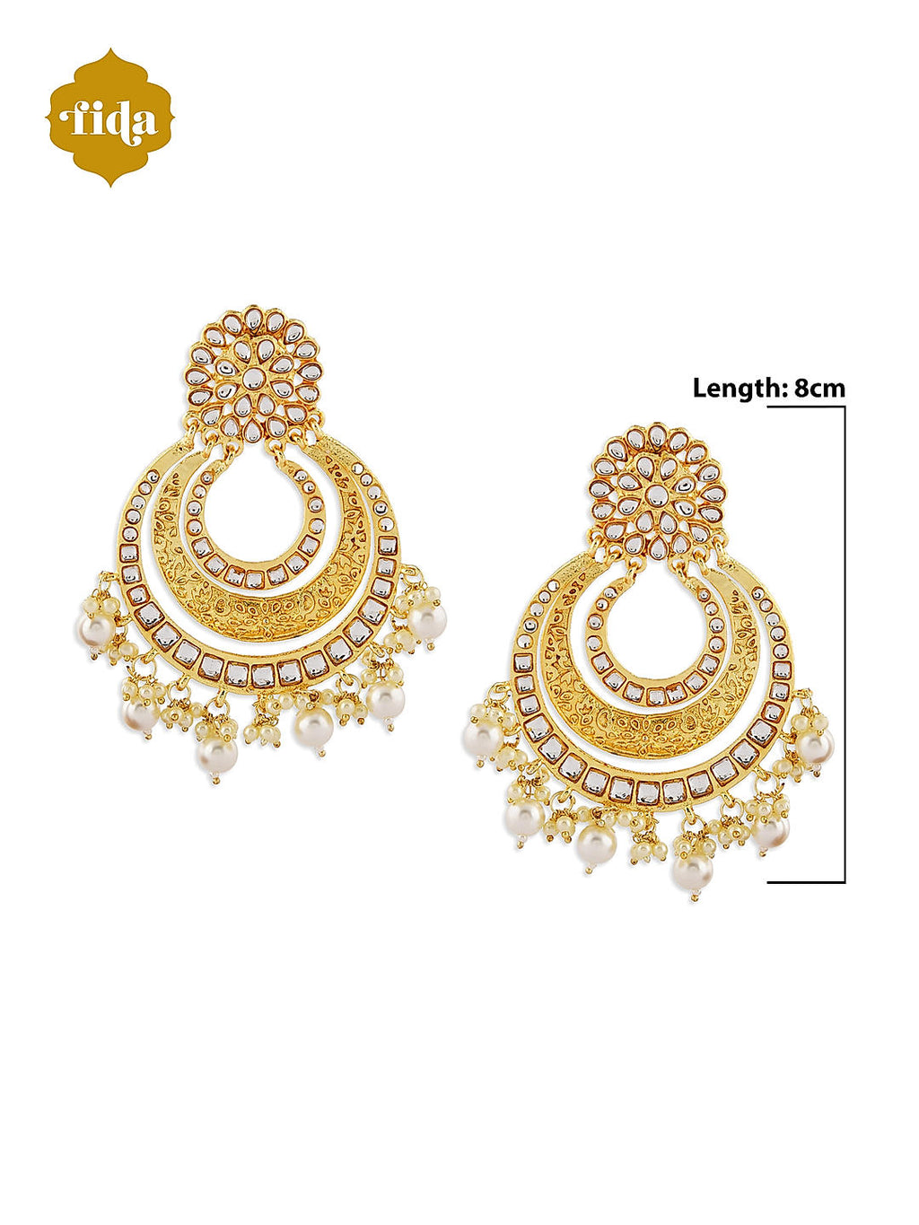 Auspicious Kundan Yellow Chandbali Earrings
