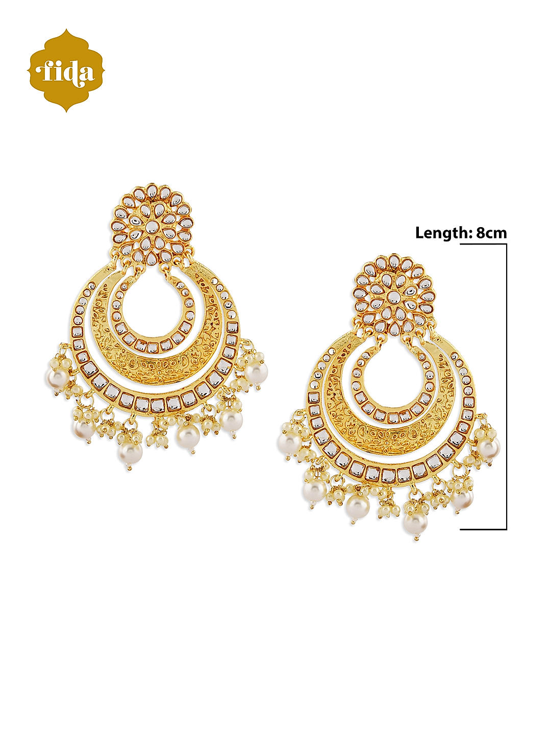 Auspicious Kundan Yellow Chandbali Earrings