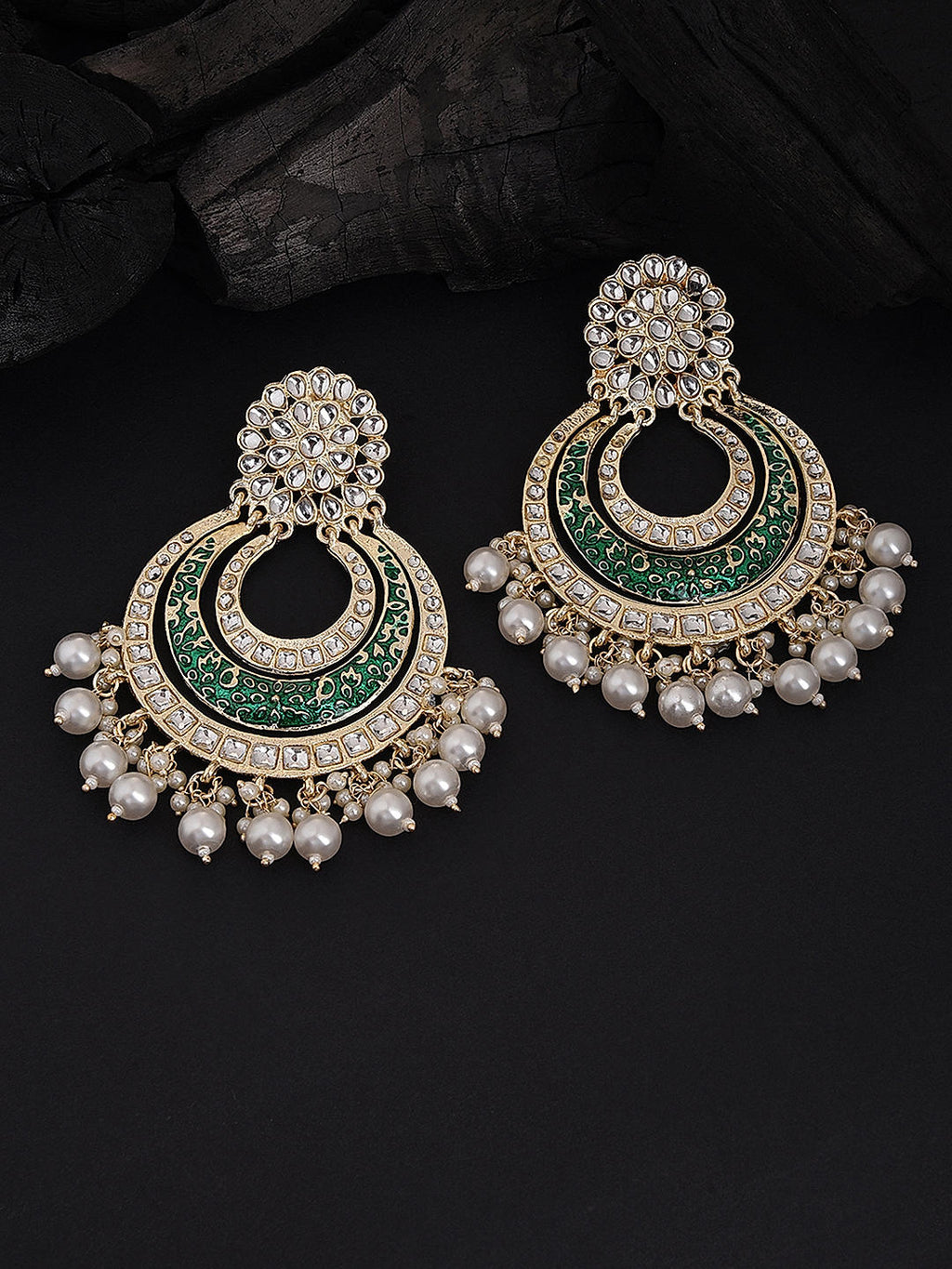 Auspicious Kundan Chandbali Earrings