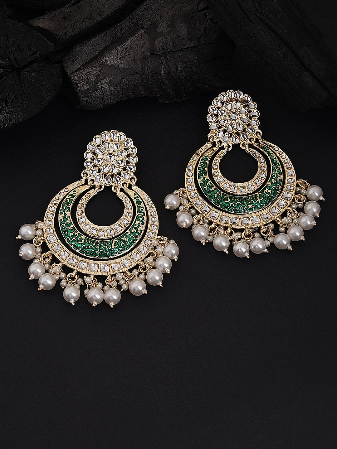 Auspicious Kundan Chandbali Earrings