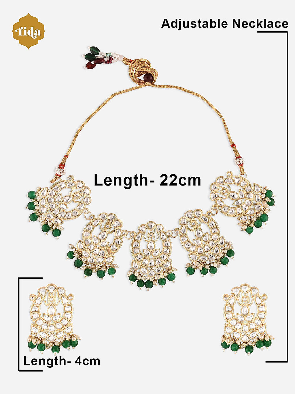 Fida Ethnic Traditional Wedding Gold Kundan Jewellery Set For Women