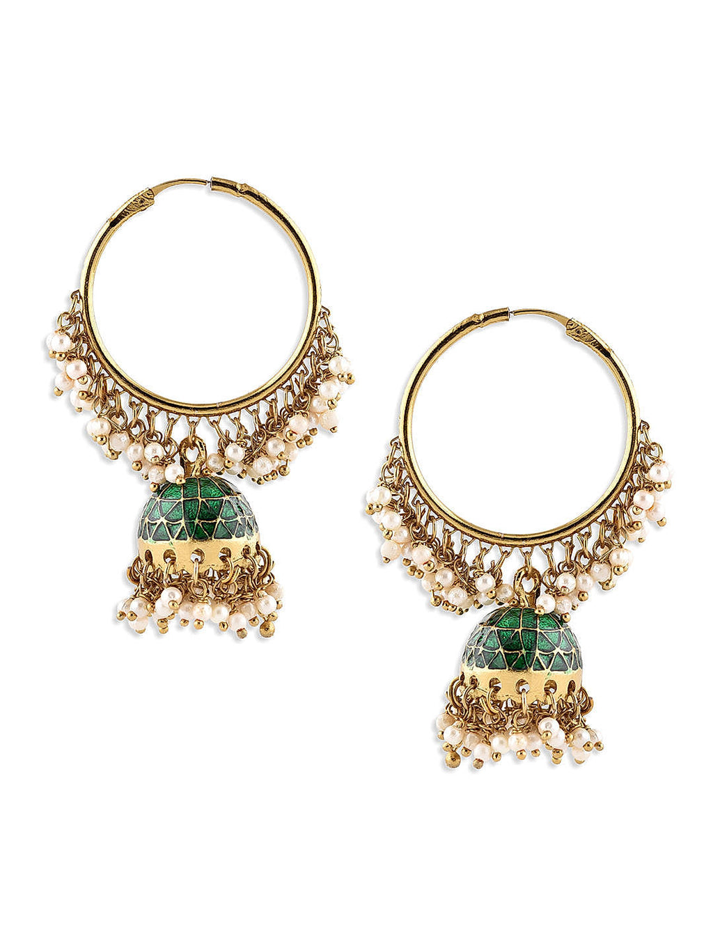 Sculpted Green Hoop Earrings