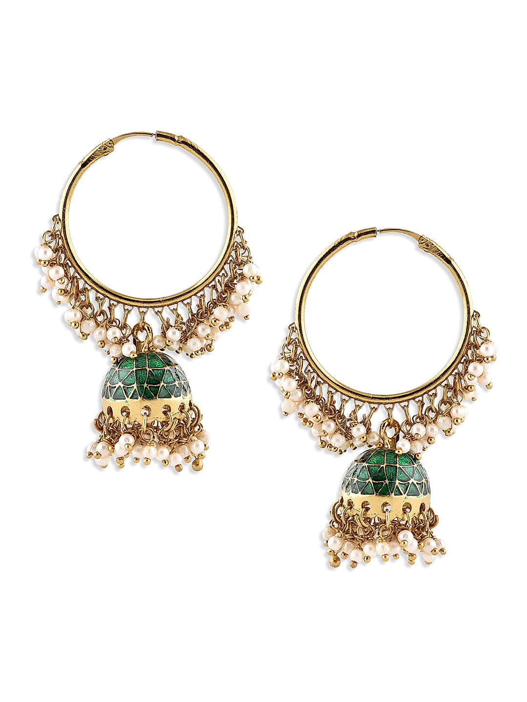 Sculpted Green Hoop Earrings