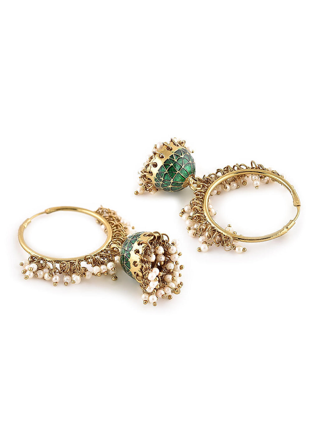 Sculpted Green Hoop Earrings