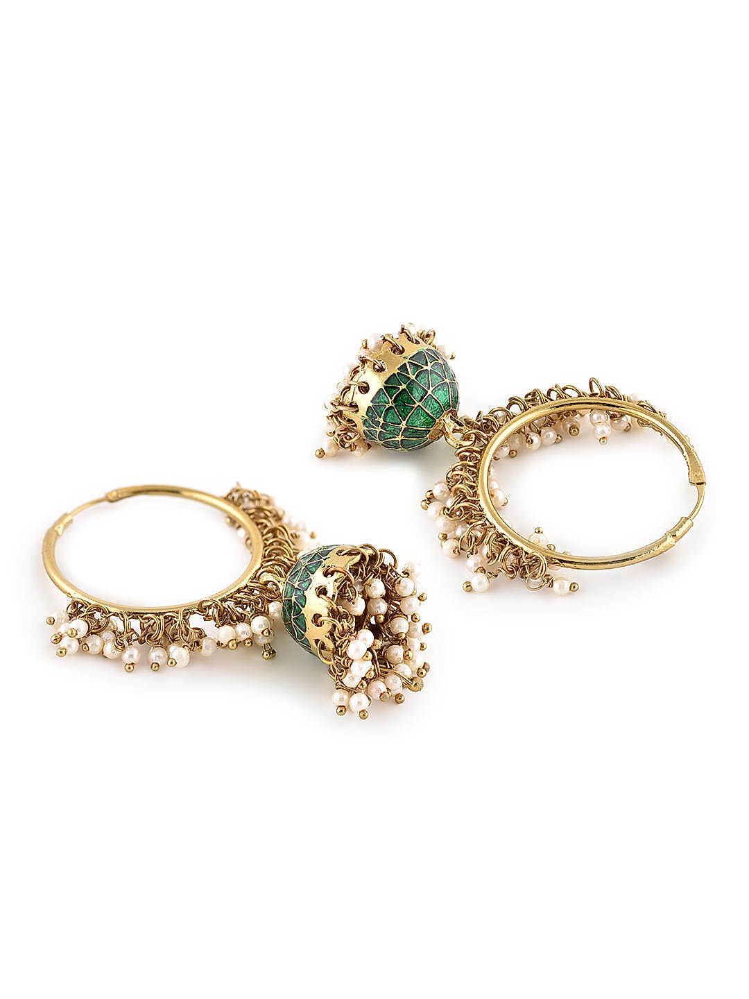 Sculpted Green Hoop Earrings
