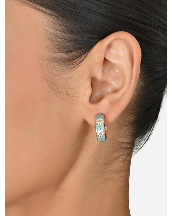 Pair of hoop earrings with floral designs