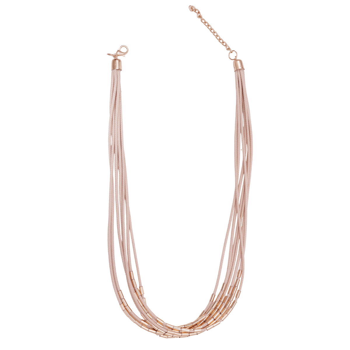 Golden & Beige Cord Multi-Layered Choker Necklace