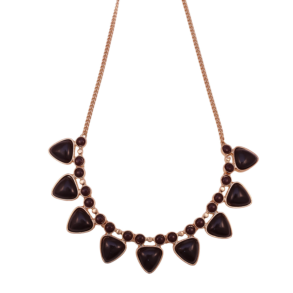 Golden & Dark Brown Geometric Stone Statement Choker Necklace