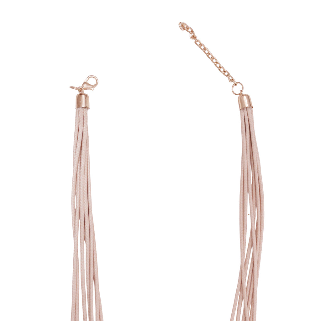 Golden & Beige Cord Multi-Layered Choker Necklace