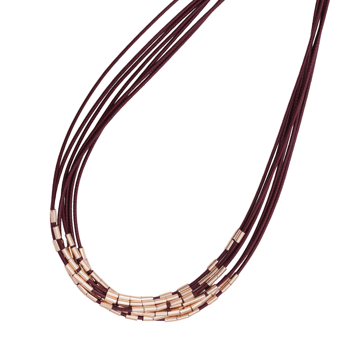 Golden & Maroon Cord Multi-Layered Choker Necklace