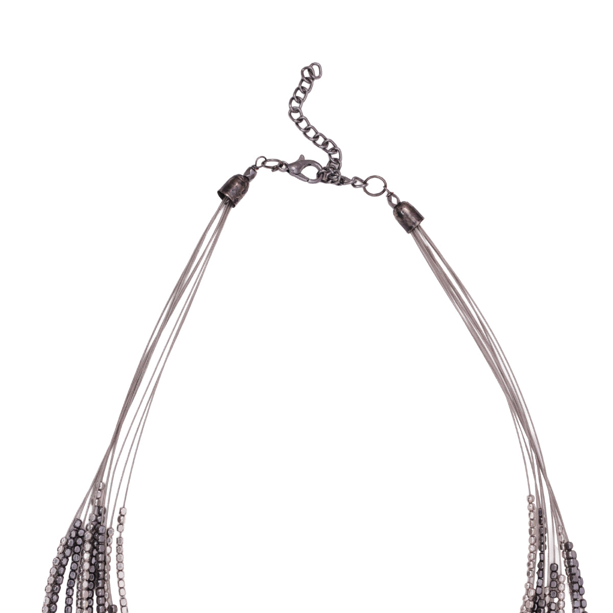 Silver & Pewter Tone Multi-Strand Statement Layered Necklace