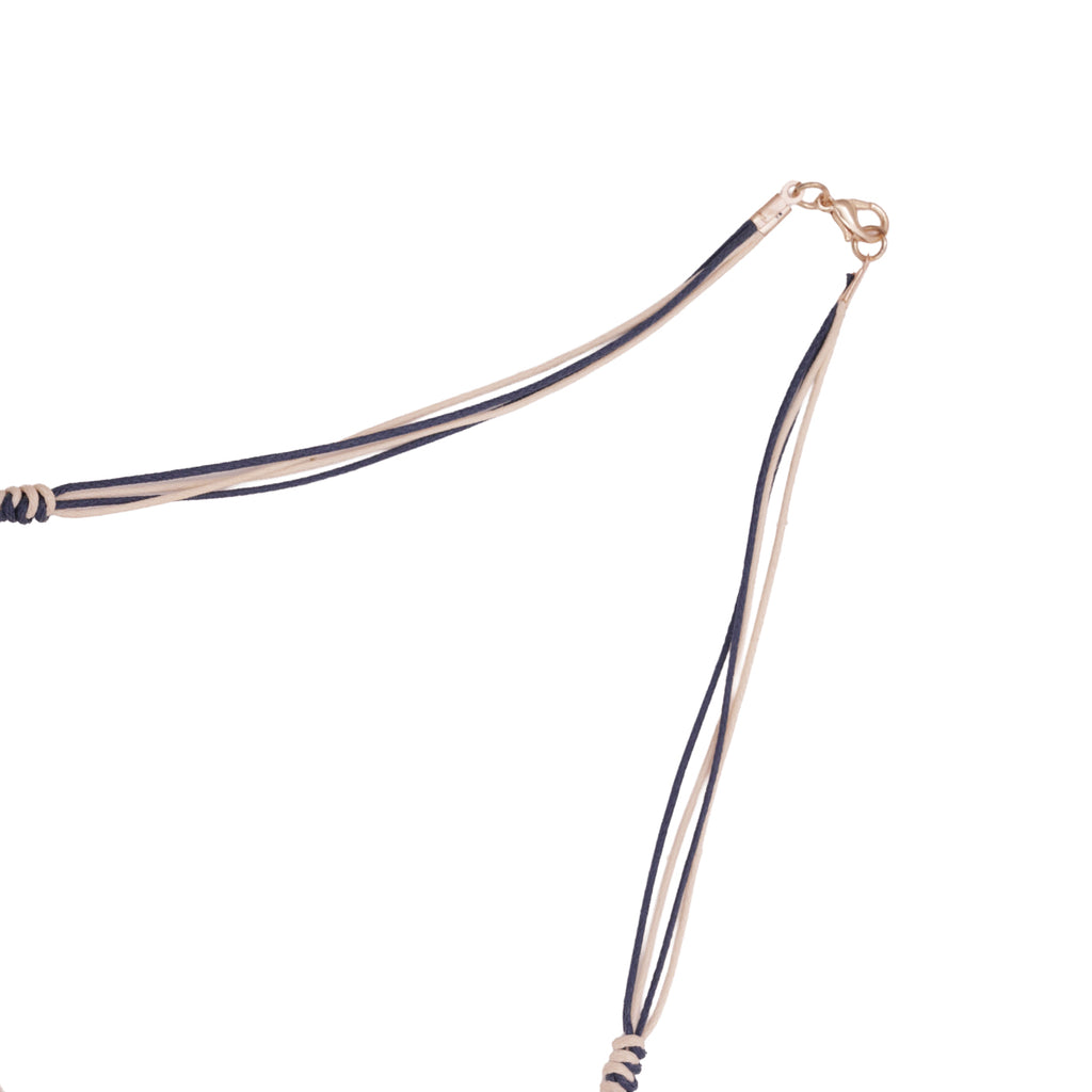 Blue & Beige Resin Stone Beaded Choker Necklace