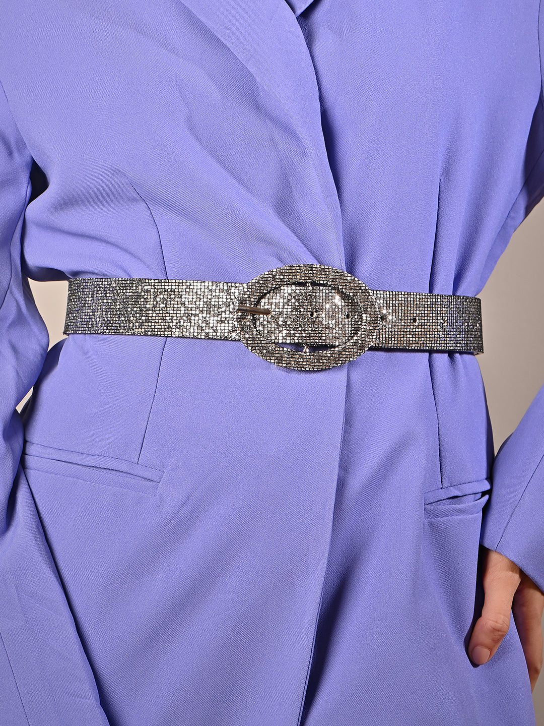 Solid PU Grey Interlock Belt