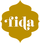 Gold logo with 'fida' text on a white background