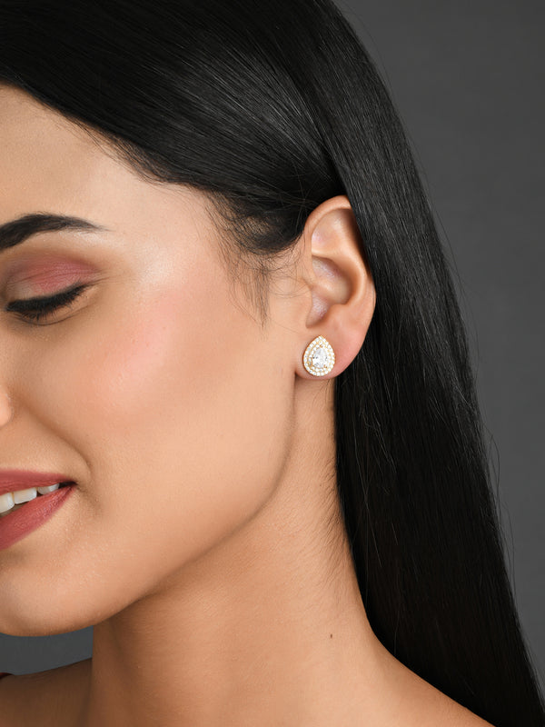 Elegant White AD Stud Earrings