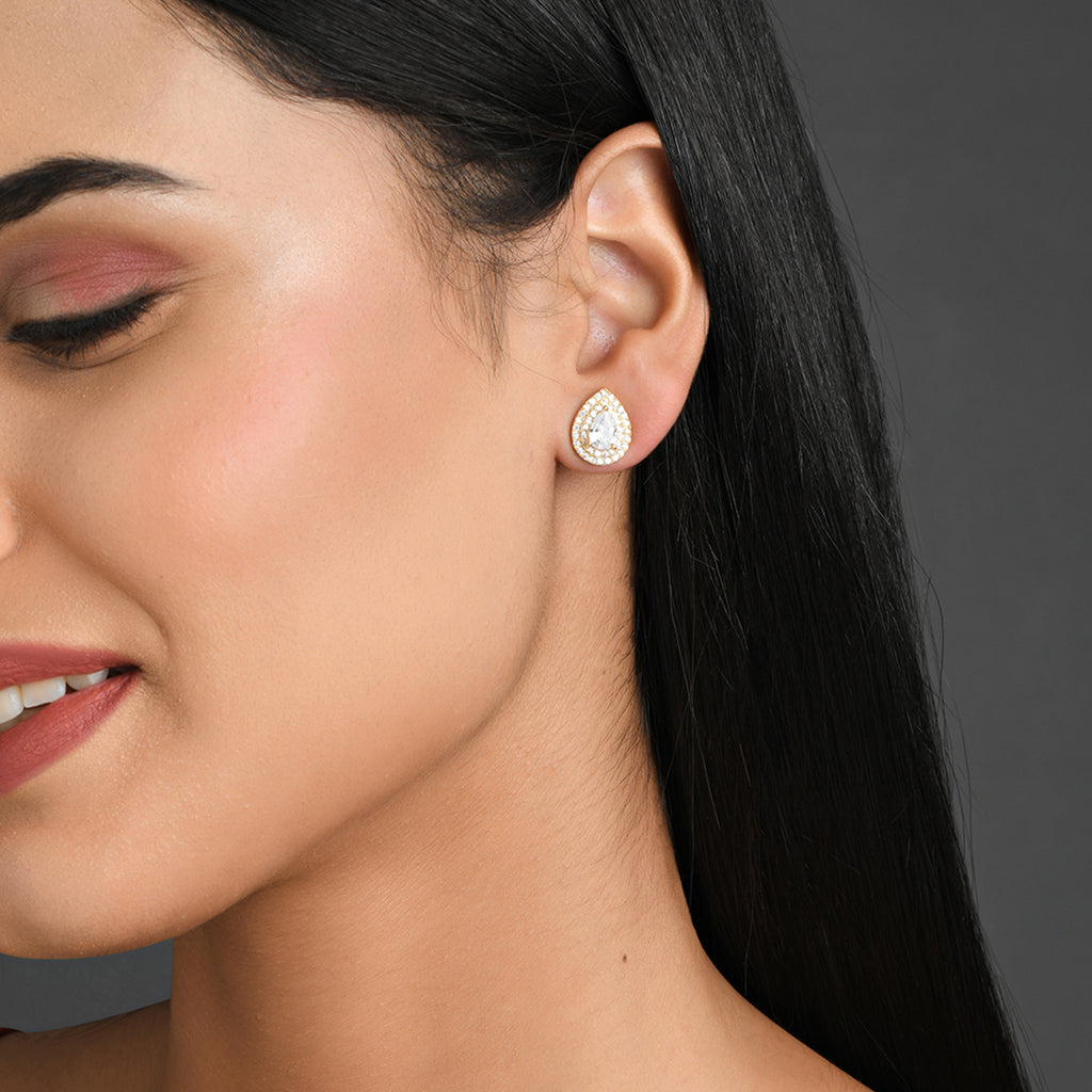Elegant White AD Stud Earrings