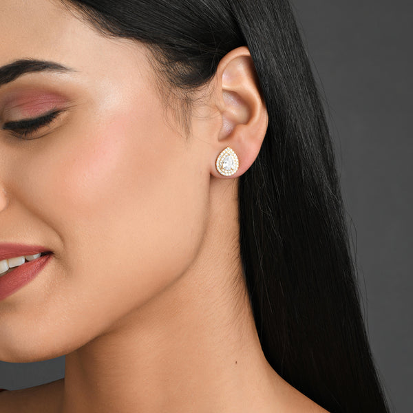 Elegant White AD Stud Earrings